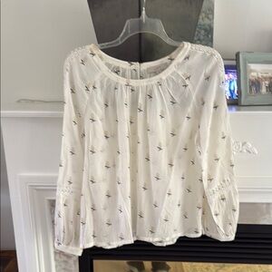 LOFT Rosebud Cream Relaxed Embellished Blouse